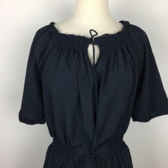 Loft Navy Short Sleeve Elastic Waist  Fit & Flare  Dress Small - Picture 2 of 6